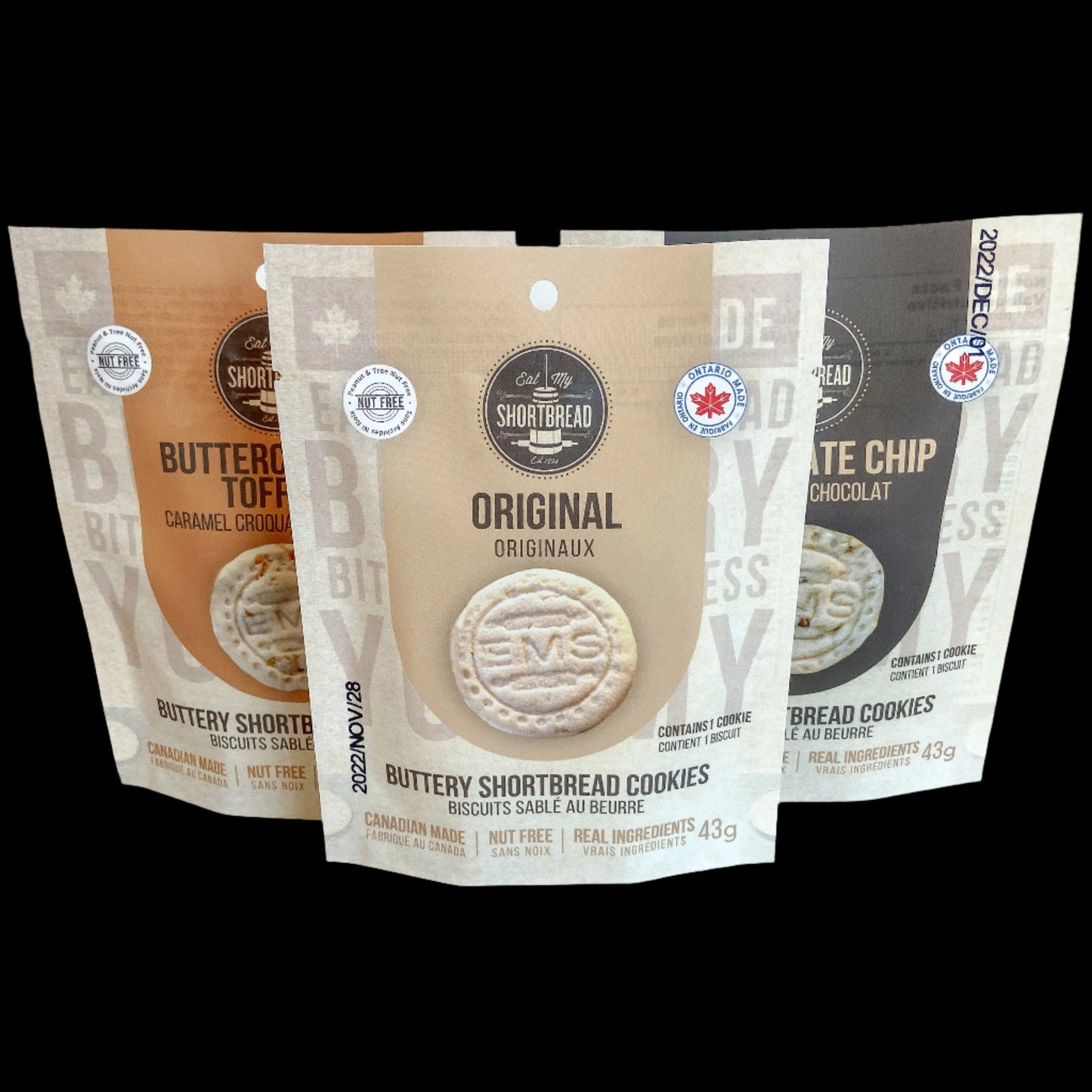 SHORTBREAD COOKIES SINGLES Original, Toffee, Chocolate Chip